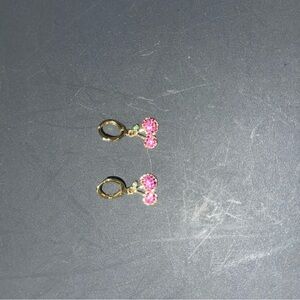 Pink cherry gold earrings